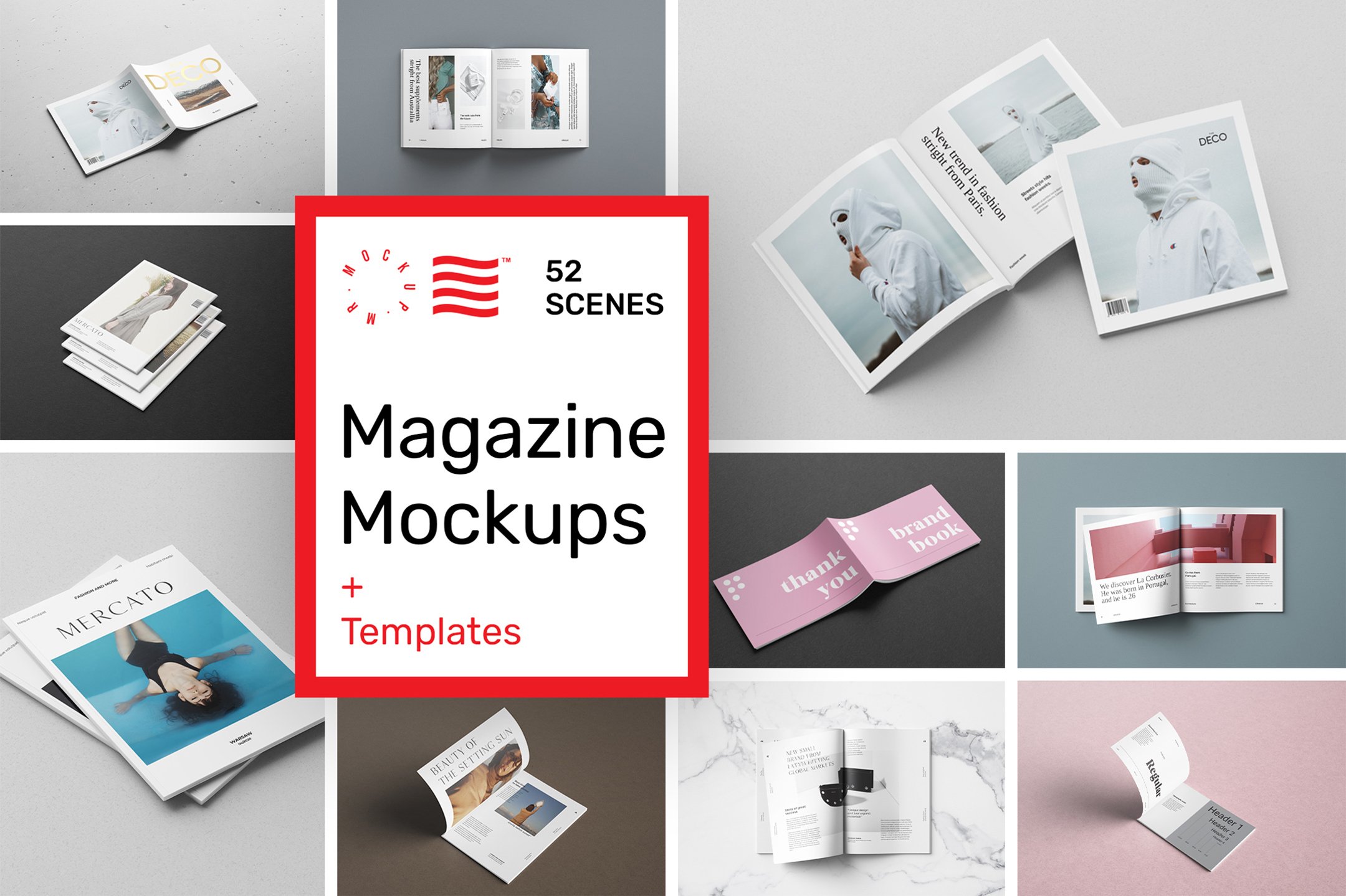 52个时尚简洁杂志打印Photoshop模板 Magazine Mockups - 52 Scenes 样机素材 第1张-素材湾丨精选海外优质设计素材资源 52个时尚简洁杂志打印Photoshop模板 Magazine Mockups - 52 Scenes 样机素材 sucaiwan.com