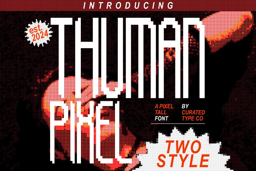 现代复古像素风杂志海报徽标设计无衬线英文字体安装包 Thuman Pixel – 8Bit Tall Sans Font 设计素材 第1张-素材湾丨精选海外优质设计素材资源 现代复古像素风杂志海报徽标设计无衬线英文字体安装包 Thuman Pixel – 8Bit Tall Sans Font 设计素材 sucaiwan.com