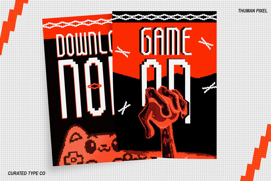 现代复古像素风杂志海报徽标设计无衬线英文字体安装包 Thuman Pixel – 8Bit Tall Sans Font 设计素材 第7张-素材湾丨精选海外优质设计素材资源 现代复古像素风杂志海报徽标设计无衬线英文字体安装包 Thuman Pixel – 8Bit Tall Sans Font 设计素材 sucaiwan.com