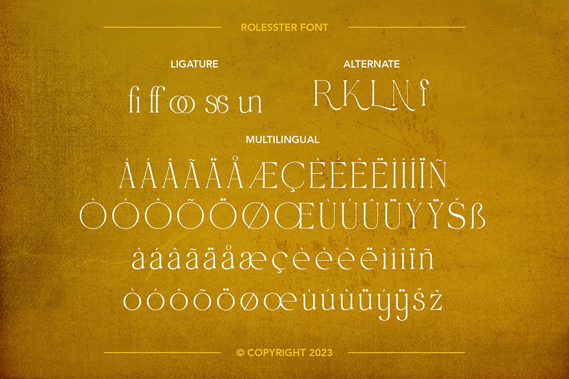 时尚优雅品牌邀请函徽标设计衬线英文字体安装包 Rollester – Elegant Serif Font 设计素材 第3张-素材湾丨精选海外优质设计素材资源 时尚优雅品牌邀请函徽标设计衬线英文字体安装包 Rollester – Elegant Serif Font 设计素材 sucaiwan.com