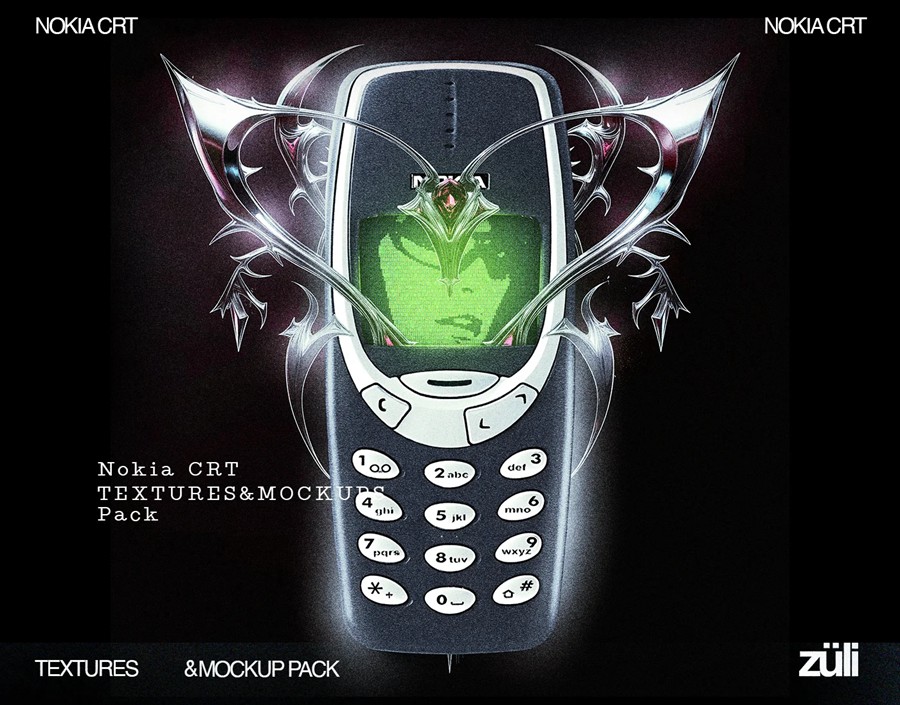 复古CRT信号故障燥点颗粒模拟纹理图片+诺基亚手机样机素材套装 ZÜLI — NOKIA RETRO CRT TEXTURES&MOCKUPS PACK 图片素材 sucaiwan.com