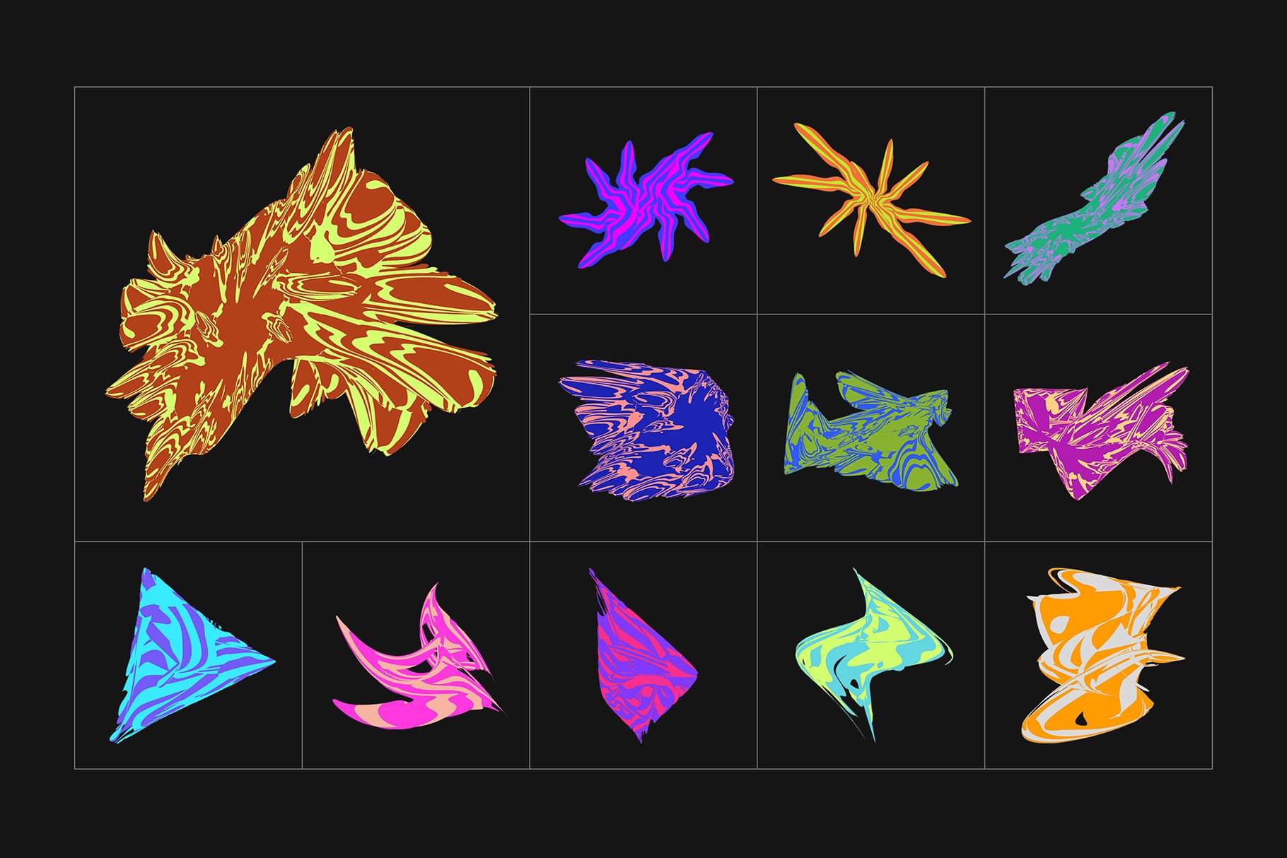 Distorted Abstract Shapes 50张高质量潮流时尚艺术抽象扭曲形状服装纺织产品海报封面印刷AI/PNG插图 图片素材 第5张-素材湾丨精选海外优质设计素材资源 Distorted Abstract Shapes 50张高质量潮流时尚艺术抽象扭曲形状服装纺织产品海报封面印刷AI/PNG插图 图片素材 sucaiwan.com