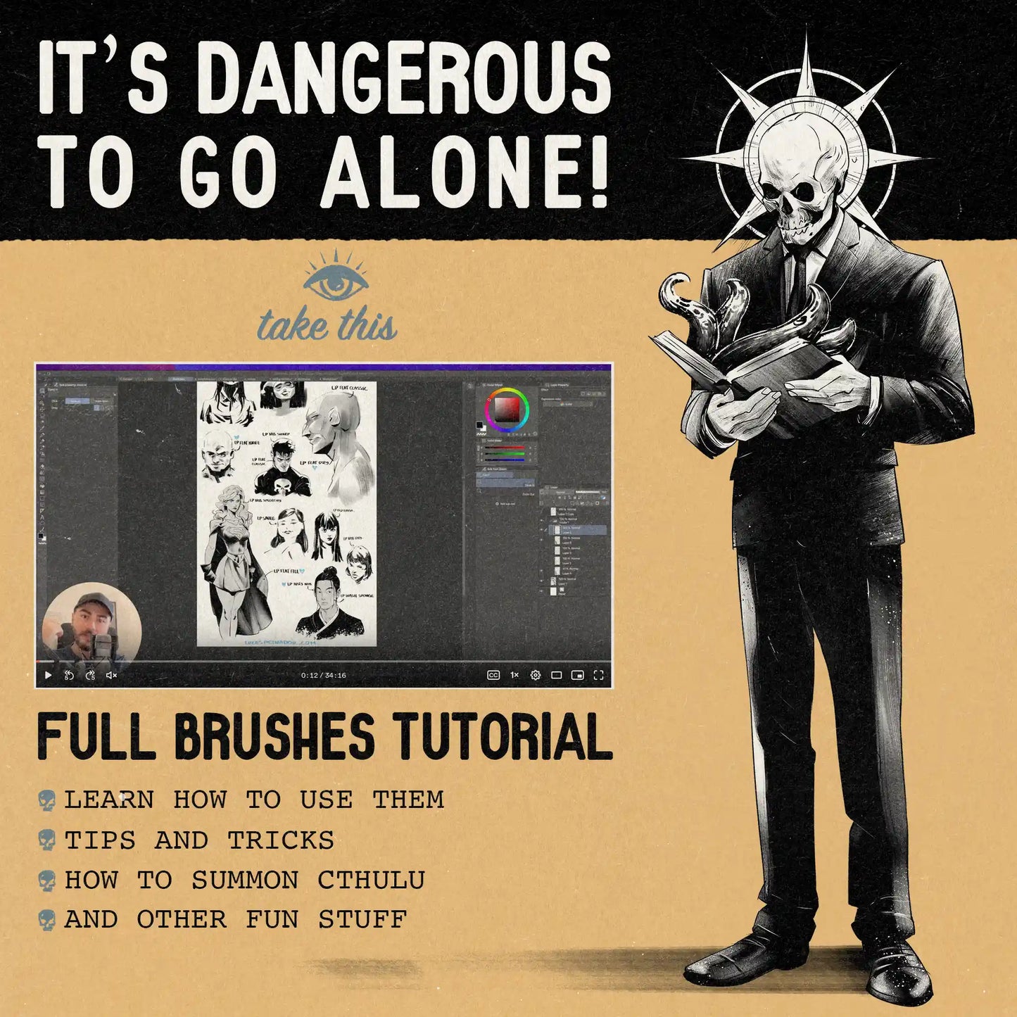 50+复古创意数字墨水晕染画笔笔尖水洗纹理涂抹Procreate笔刷漫画插画设计套装LP Inking Brushes 笔刷资源 第9张-素材湾丨精选海外优质设计素材资源 50+复古创意数字墨水晕染画笔笔尖水洗纹理涂抹Procreate笔刷漫画插画设计套装LP Inking Brushes 笔刷资源 sucaiwan.com