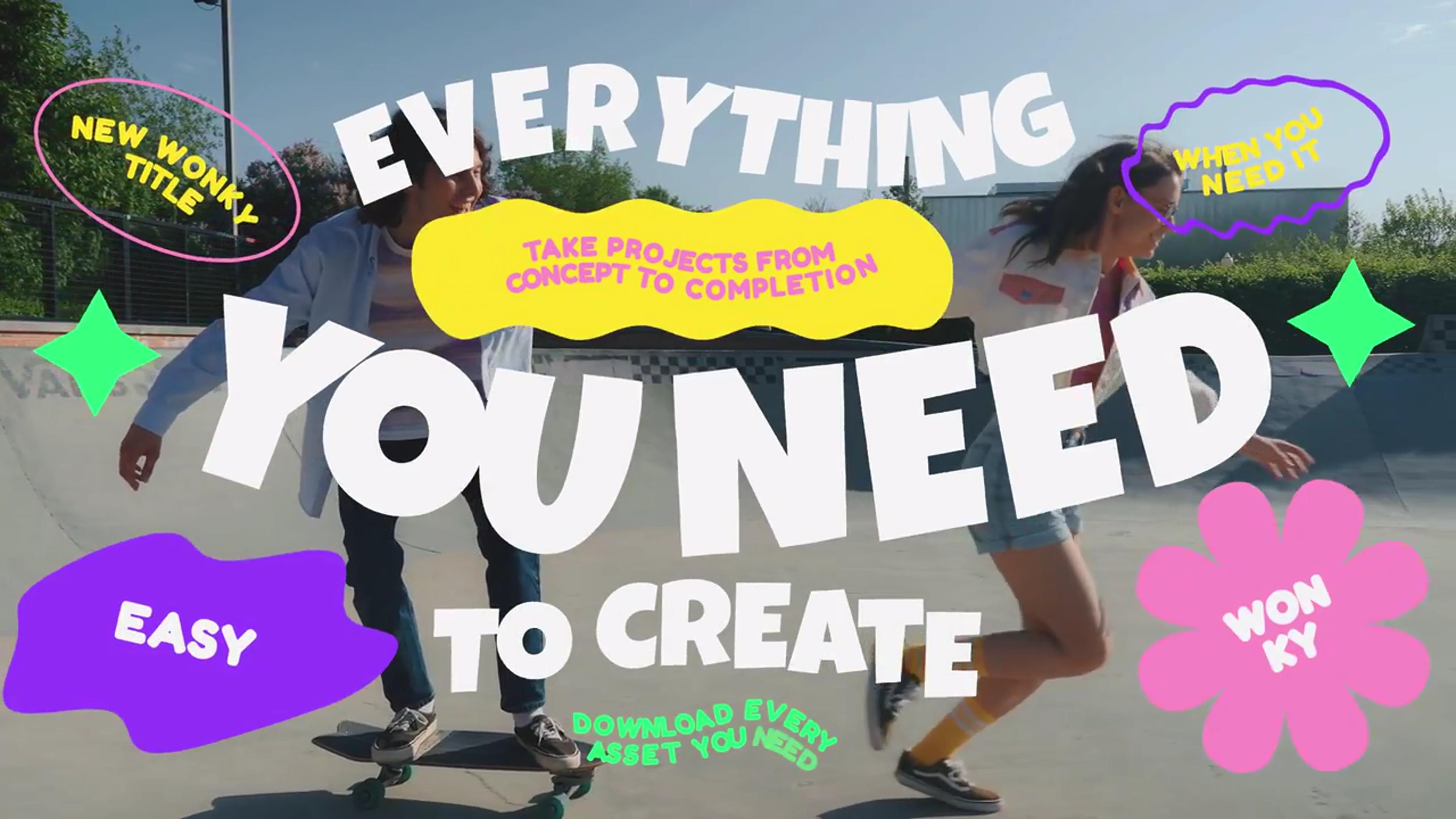 AE模板：7个多彩活力抽象都市艺术文字标题动画 Wonky Titles , sucaiwan.com