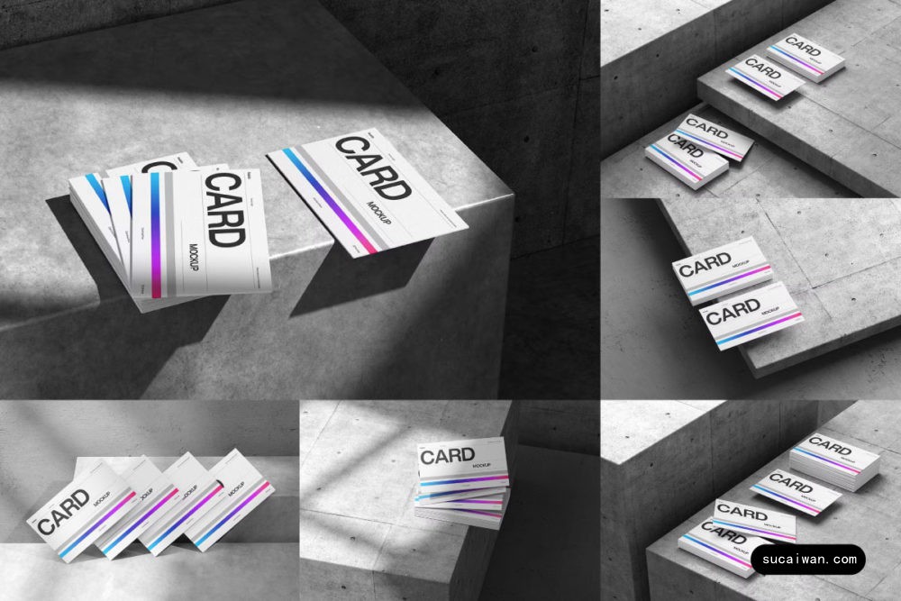10款高级混凝土背景商务名片卡片品牌VI设计展示效果图PSD样机模板 East Graphics – Minimalist Stacked Business Cards 样机素材 第1张-素材湾丨精选海外优质设计素材资源 10款高级混凝土背景商务名片卡片品牌VI设计展示效果图PSD样机模板 East Graphics – Minimalist Stacked Business Cards 样机素材 sucaiwan.com