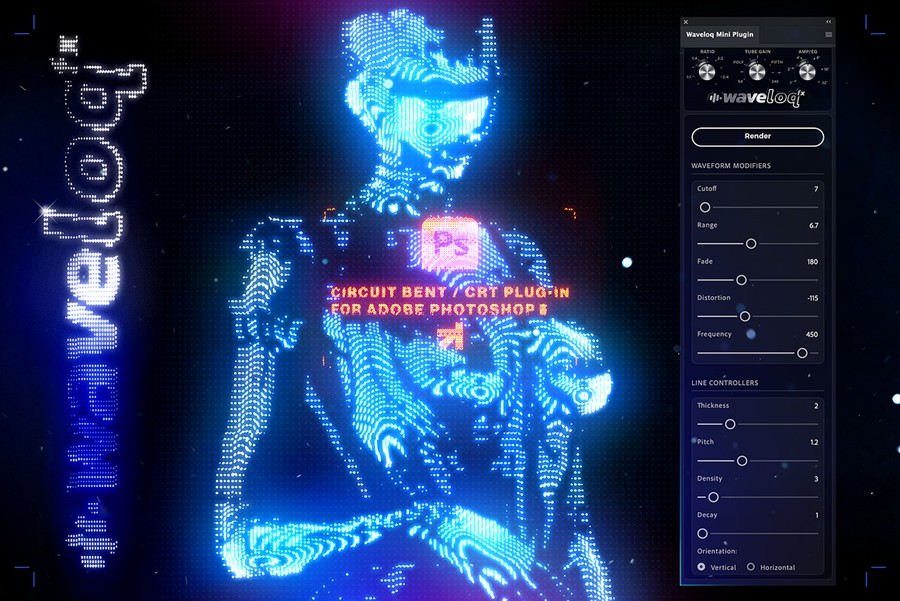 复古梦幻发光毛刺模糊失真电路弯曲模拟调制视觉CRT效果Photoshop插件 Waveloq Photoshop PS Plugin , 第1张-素材湾丨精选海外优质设计素材资源 复古梦幻发光毛刺模糊失真电路弯曲模拟调制视觉CRT效果Photoshop插件 Waveloq Photoshop PS Plugin , sucaiwan.com