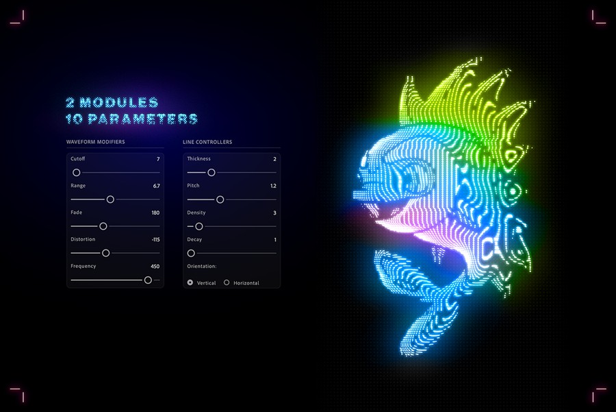 复古梦幻发光毛刺模糊失真电路弯曲模拟调制视觉CRT效果Photoshop插件 Waveloq Photoshop PS Plugin , 第3张-素材湾丨精选海外优质设计素材资源 复古梦幻发光毛刺模糊失真电路弯曲模拟调制视觉CRT效果Photoshop插件 Waveloq Photoshop PS Plugin , sucaiwan.com