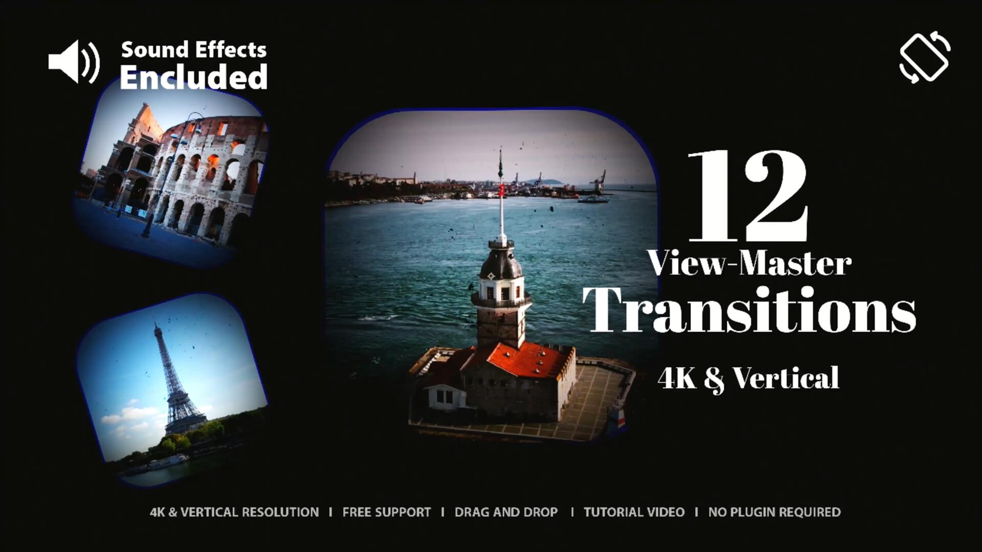 AE模板：12种复古美学宝丽来胶片帧电影放映机图片转场模板 , sucaiwan.com