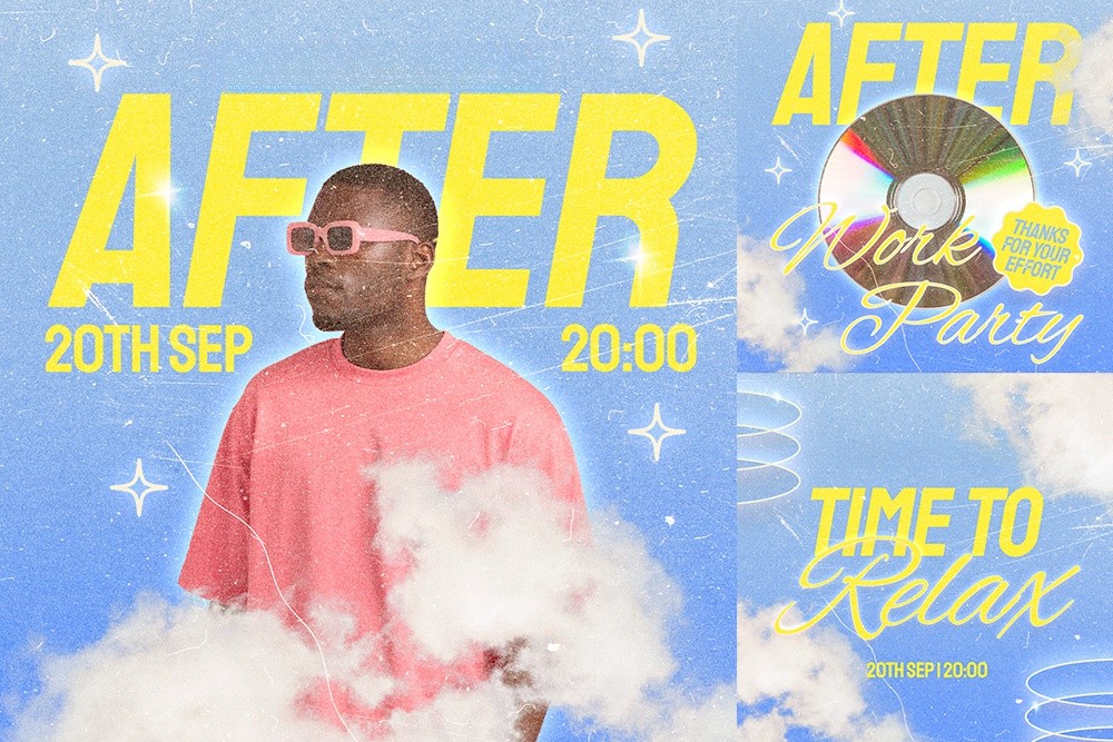 18款INS复古Y2K艺术节派对音乐节CD专辑社交媒体小红书封面海报banner排版PSD设计源文件套装After Work Party template collection 设计素材 第1张-素材湾丨精选海外优质设计素材资源 18款INS复古Y2K艺术节派对音乐节CD专辑社交媒体小红书封面海报banner排版PSD设计源文件套装After Work Party template collection 设计素材 sucaiwan.com