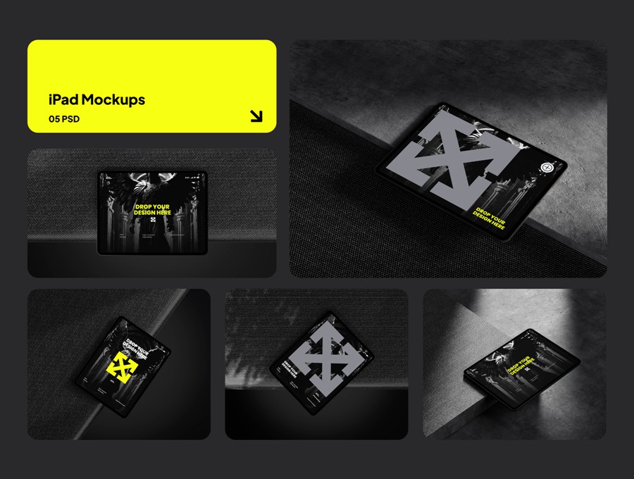 5款暗黑工业风IPad平板电脑UI界面屏幕设计展示PSD样机套装Mikaila iPad Mockups 样机素材 第7张-素材湾丨精选海外优质设计素材资源 5款暗黑工业风IPad平板电脑UI界面屏幕设计展示PSD样机套装Mikaila iPad Mockups 样机素材 sucaiwan.com