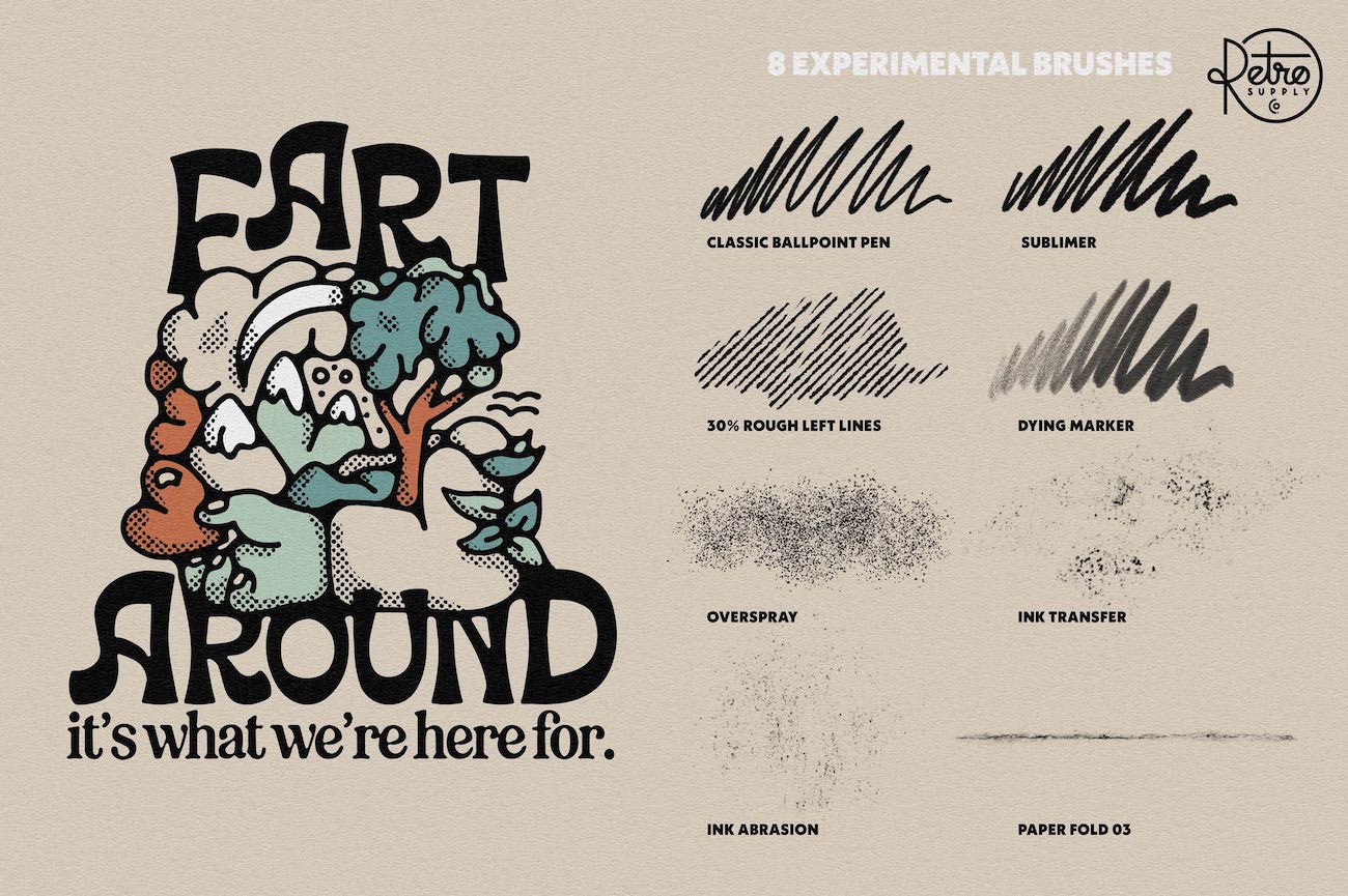 20款复古70年代半调波点颗粒铅笔纸张肌理Procreate画笔预设绘画套装RSCO Boring Friends Starter Pack for Procreate , 第4张-素材湾丨精选海外优质设计素材资源 20款复古70年代半调波点颗粒铅笔纸张肌理Procreate画笔预设绘画套装RSCO Boring Friends Starter Pack for Procreate , sucaiwan.com