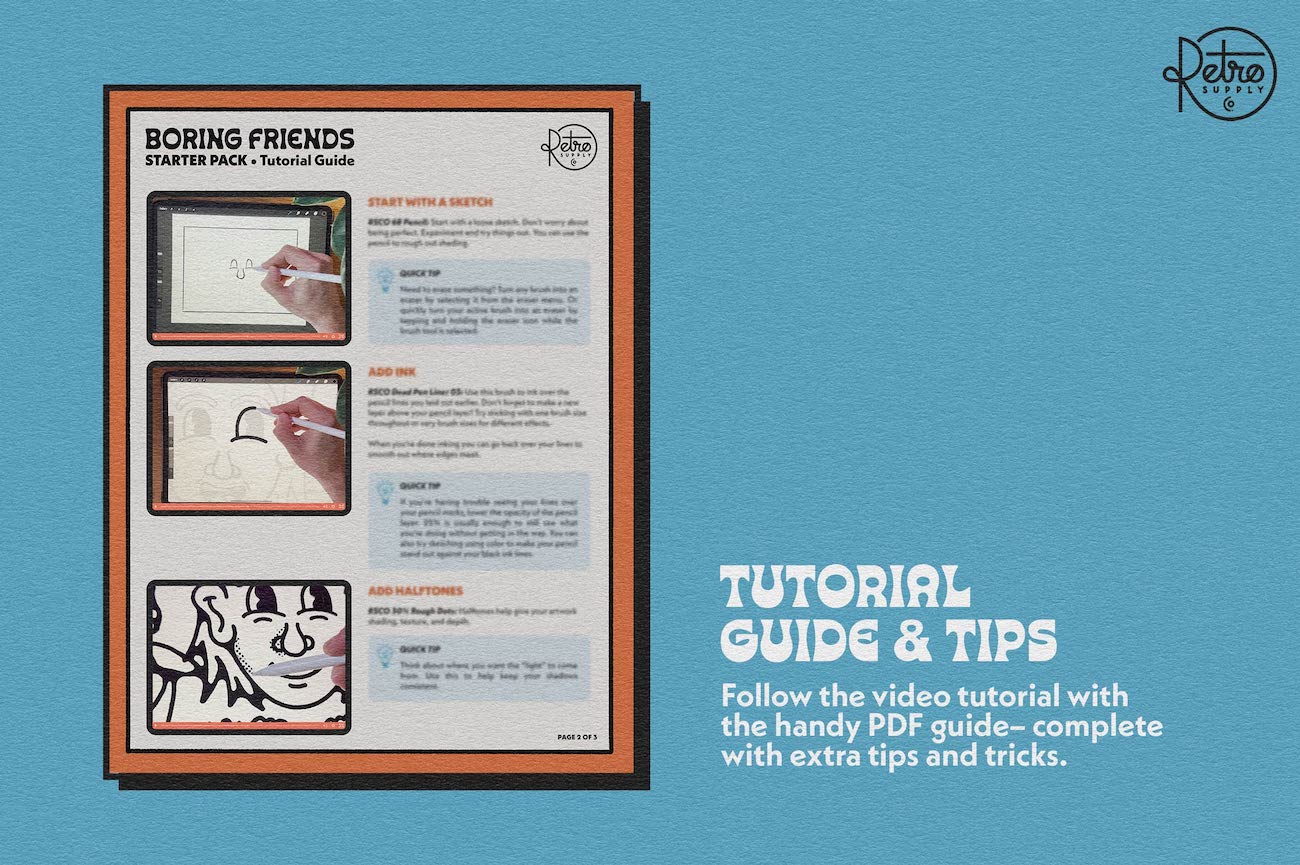 20款复古70年代半调波点颗粒铅笔纸张肌理Procreate画笔预设绘画套装RSCO Boring Friends Starter Pack for Procreate , 第7张-素材湾丨精选海外优质设计素材资源 20款复古70年代半调波点颗粒铅笔纸张肌理Procreate画笔预设绘画套装RSCO Boring Friends Starter Pack for Procreate , sucaiwan.com