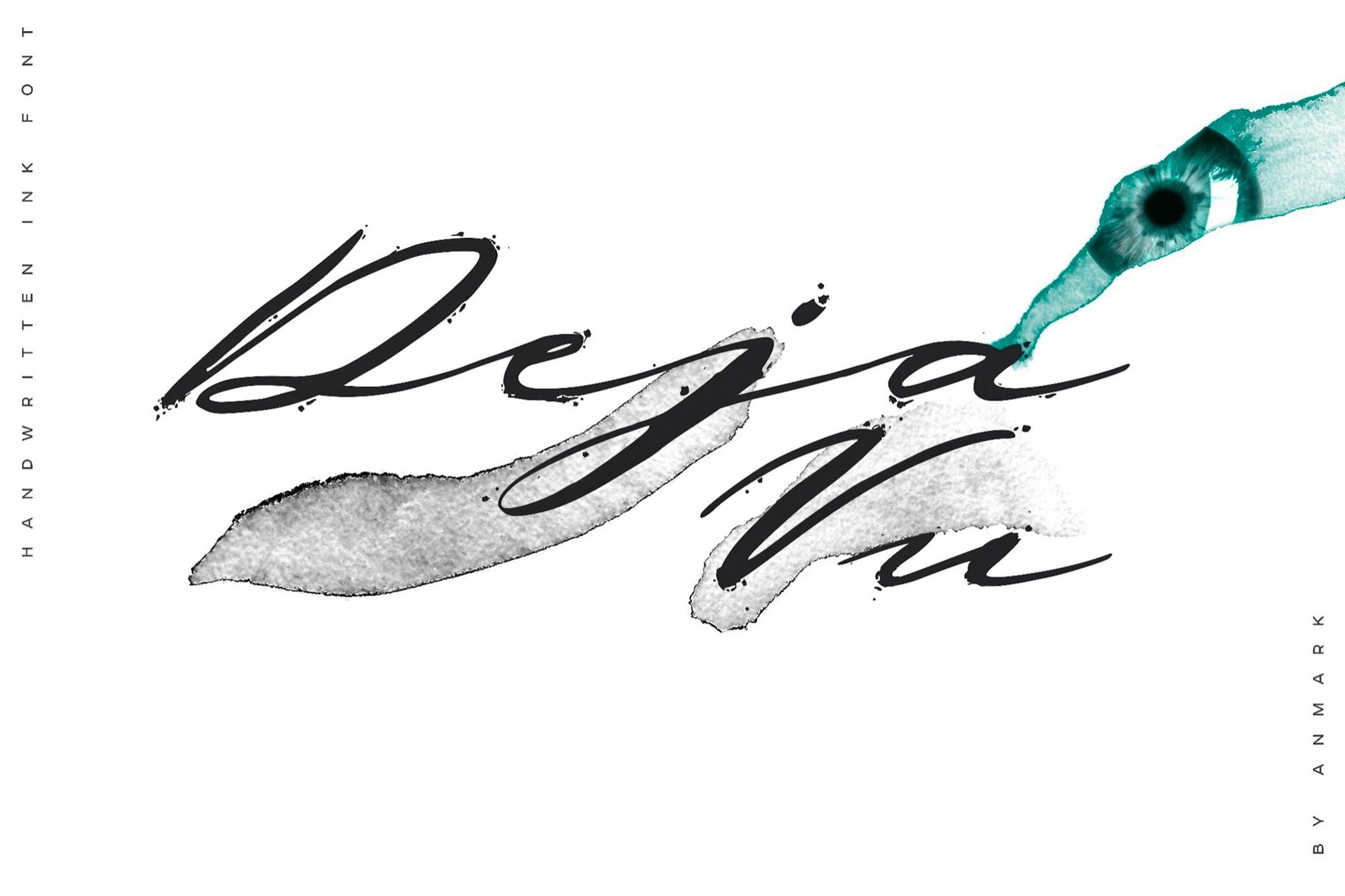 复古艺术羽毛墨水飞溅标题排版手写西文英文字体Deja-Vu — Handwritten Ink Font , 第1张-素材湾丨精选海外优质设计素材资源 复古艺术羽毛墨水飞溅标题排版手写西文英文字体Deja-Vu — Handwritten Ink Font , sucaiwan.com