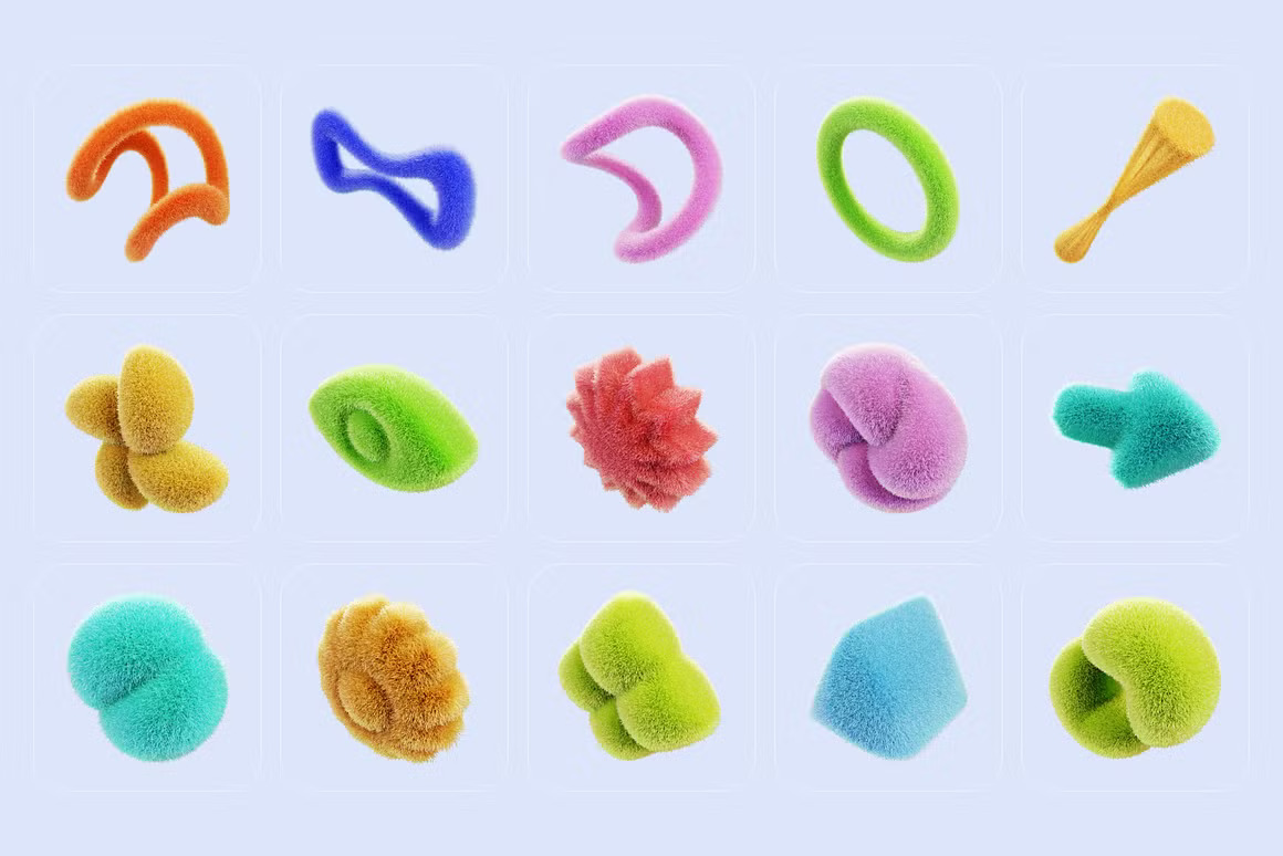 150+3D趣味多彩毛绒蓬松抽象几何艺术不规则图形PNG免扣插画插图设计套装 Fluffy 3D illustrations , 第2张-素材湾丨精选海外优质设计素材资源 150+3D趣味多彩毛绒蓬松抽象几何艺术不规则图形PNG免扣插画插图设计套装 Fluffy 3D illustrations , sucaiwan.com