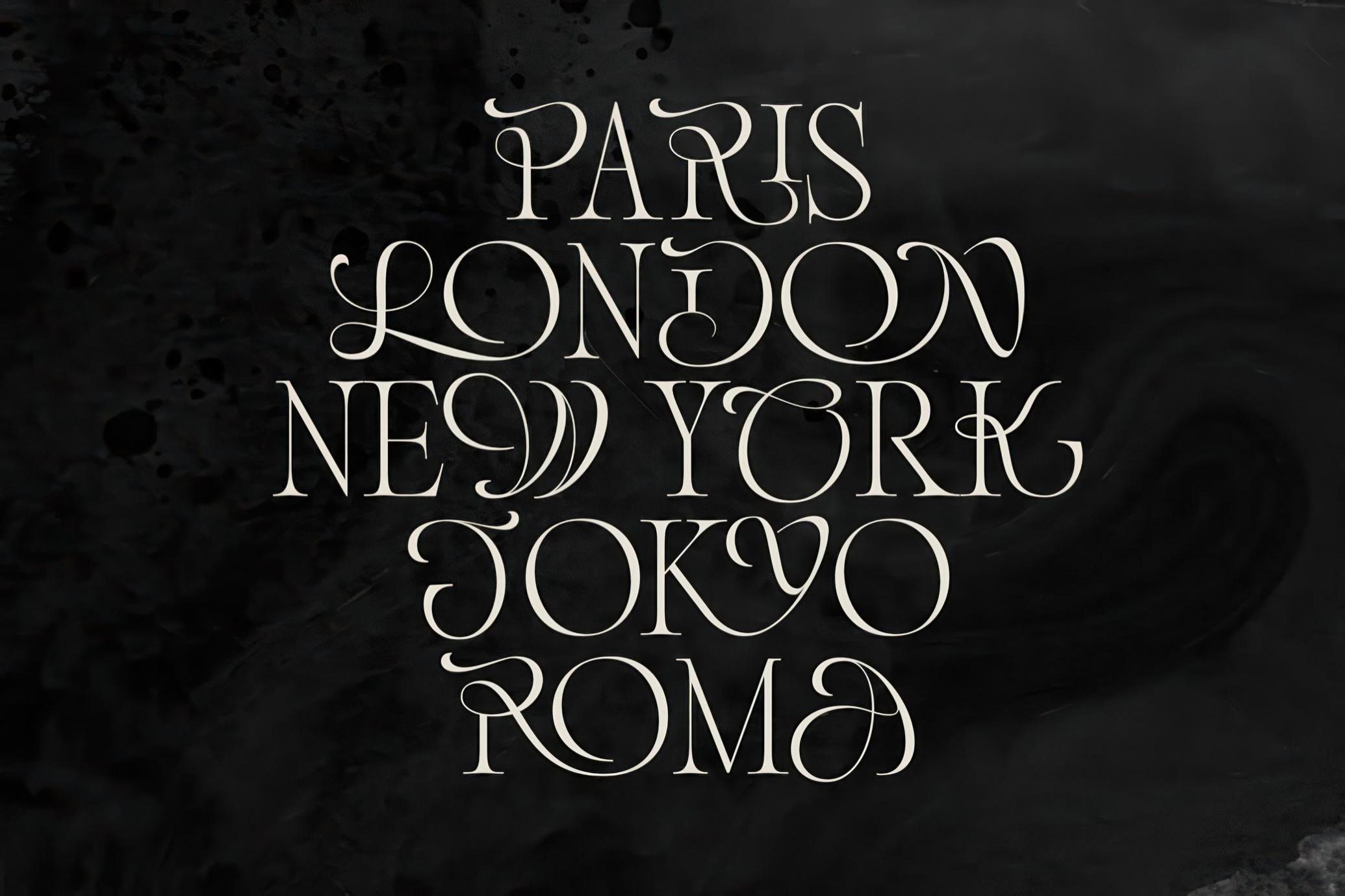 经典优雅奢华大写婚礼请柬logo标题设计PSAI衬线英文字体安装包Luxury Charm — Modern Ligature Font 设计素材 sucaiwan.com