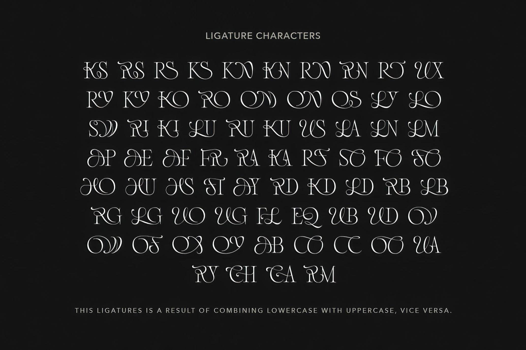 经典优雅奢华大写婚礼请柬logo标题设计PSAI衬线英文字体安装包Luxury Charm — Modern Ligature Font 设计素材 sucaiwan.com