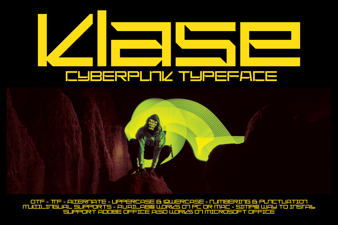 时尚赛博朋克杂志海报徽标设计装饰英文字体安装包 Klase – Cyberpunk Font 设计素材 第1张-素材湾丨精选海外优质设计素材资源 时尚赛博朋克杂志海报徽标设计装饰英文字体安装包 Klase – Cyberpunk Font 设计素材 sucaiwan.com