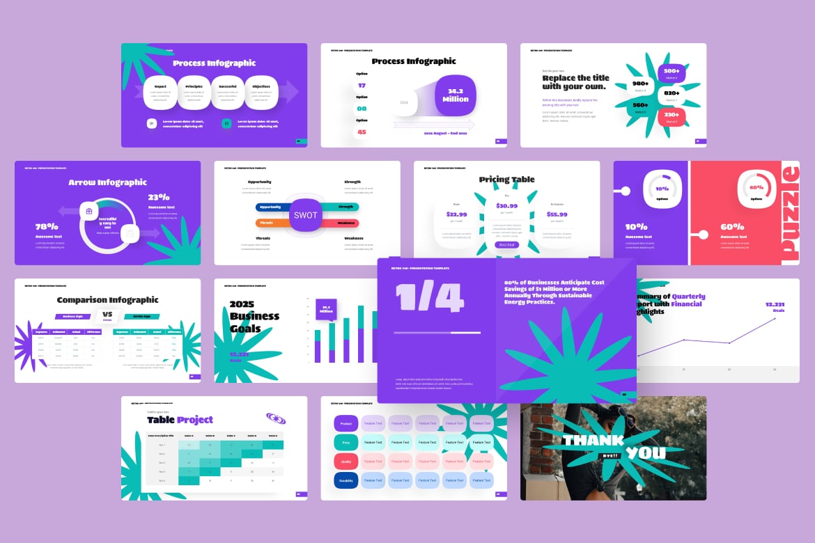复古美学y2k风格品牌营销策划演示文稿设计ppt模板 Y2K Style Retro PowerPoint 幻灯图表 sucaiwan.com