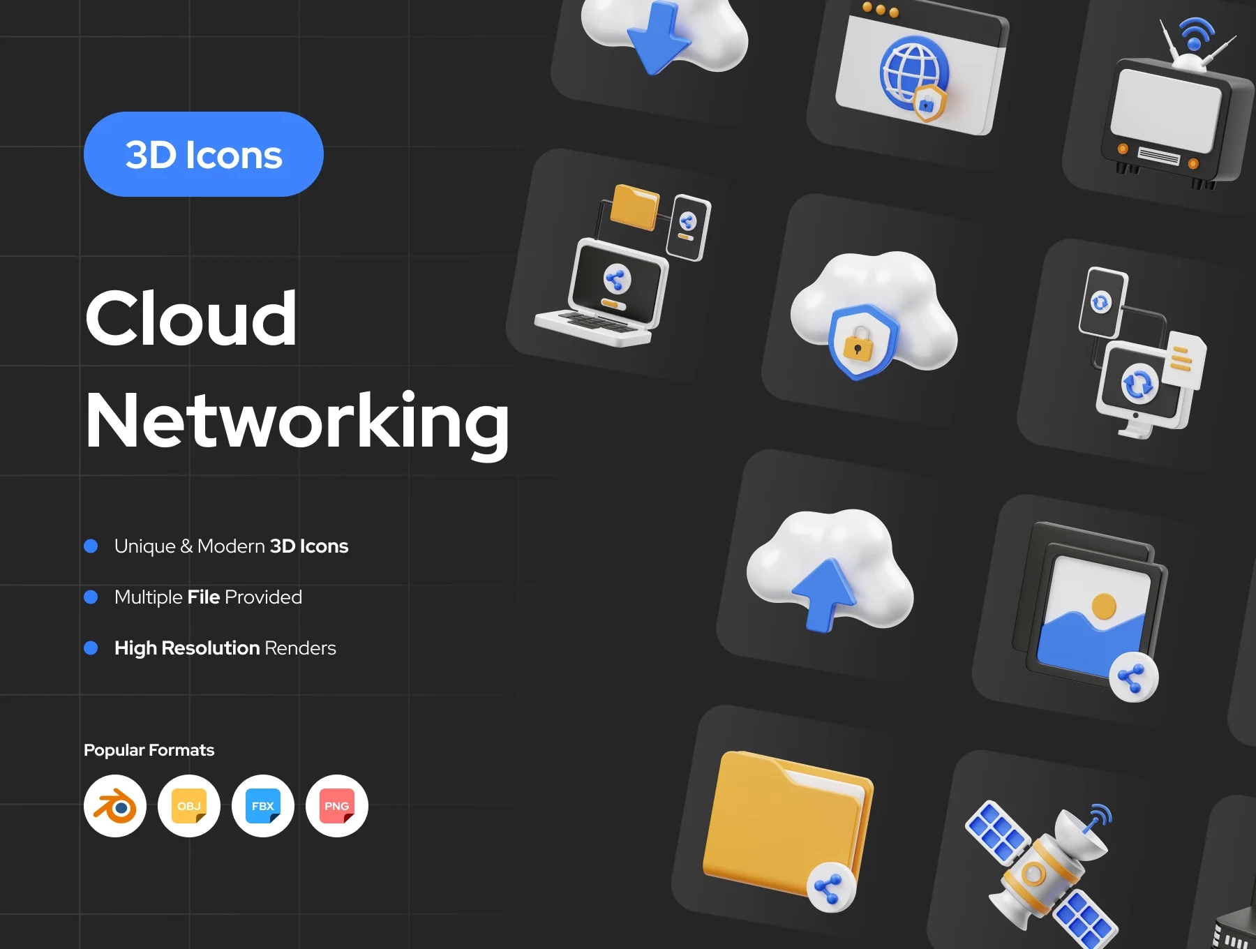 15款云网络存储共享区块链3D图标Icons设计Blender/OBJ/FBX/PNG格式素材 Cloud Networking 3D Icon 图标素材 第1张-素材湾丨精选海外优质设计素材资源 15款云网络存储共享区块链3D图标Icons设计Blender/OBJ/FBX/PNG格式素材 Cloud Networking 3D Icon 图标素材 sucaiwan.com