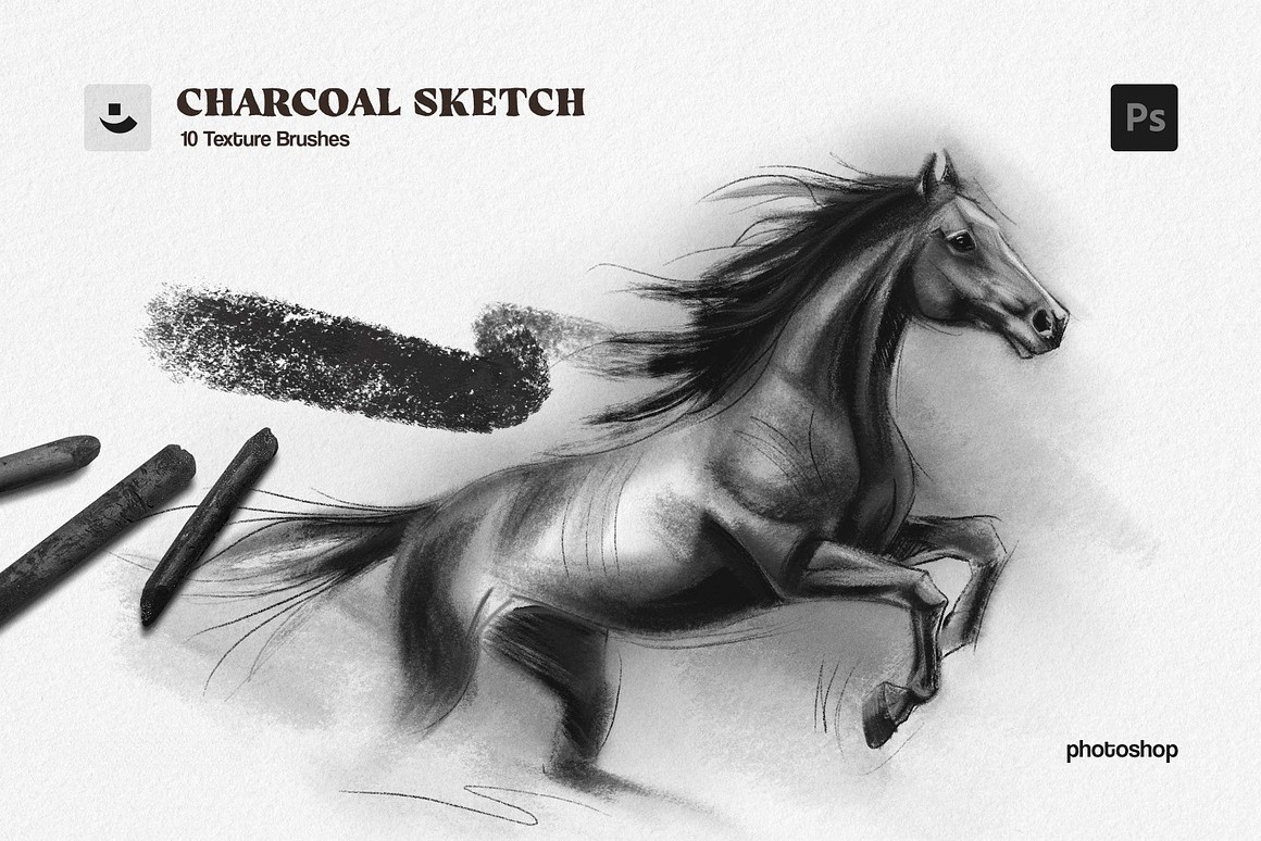 木炭笔粉笔素描纹理效果PS笔刷 Charcoal Sketch Photoshop Brushes 笔刷资源 第1张-素材湾丨精选海外优质设计素材资源 木炭笔粉笔素描纹理效果PS笔刷 Charcoal Sketch Photoshop Brushes 笔刷资源 sucaiwan.com