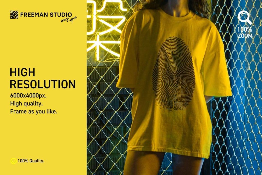 14款潮流霓虹背景女士半袖衫T恤设计展示效果图PS智能贴图样机模板合集 T-Shirt Mock-Up Set 样机素材 sucaiwan.com