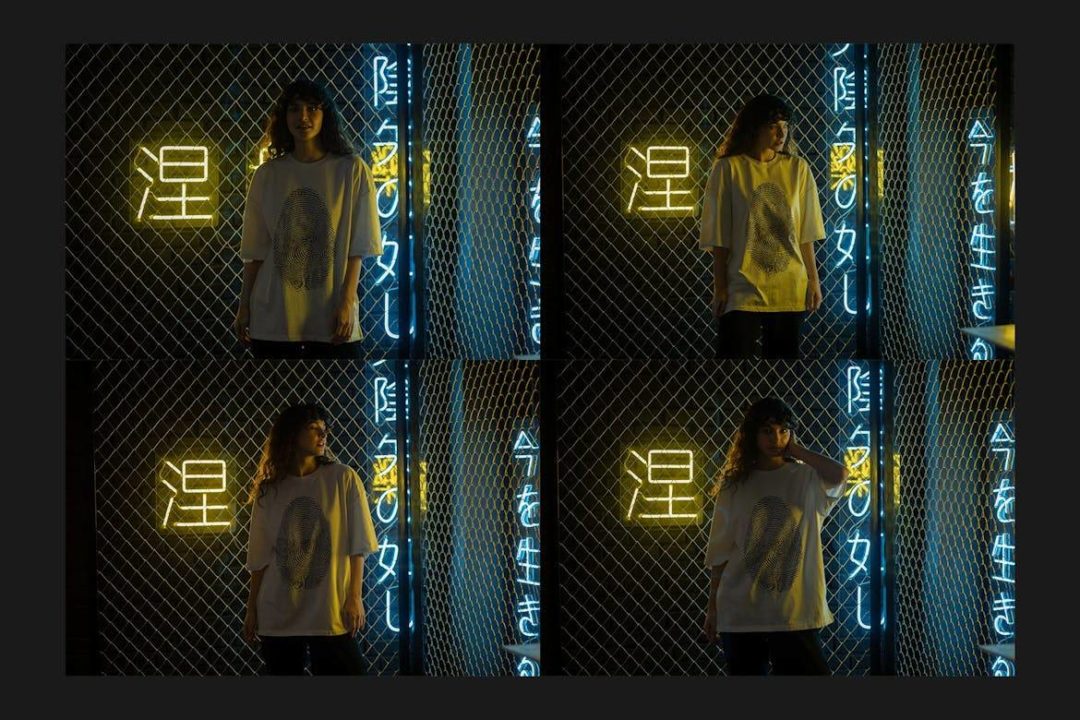 14款潮流霓虹背景女士半袖衫T恤设计展示效果图PS智能贴图样机模板合集 T-Shirt Mock-Up Set 样机素材 sucaiwan.com