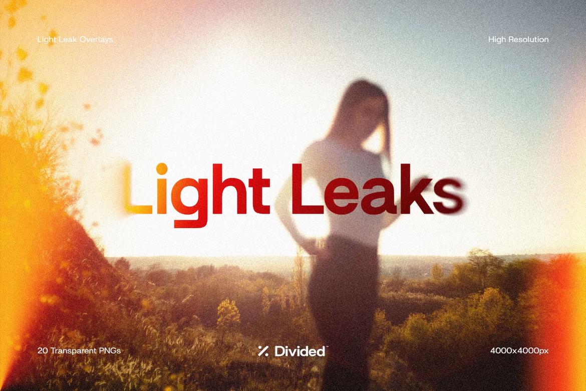 20款复古温暖胶片阳光折射光晕漏光PNG透明叠加肌理纹理元素图片设计套装Light Leaks – 20 Overlays , sucaiwan.com