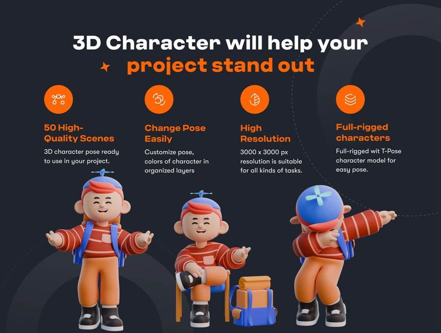 50+3D趣味卡通人物角色动作PNG插画插图Blender模型设计套装Boy 3D Character Poses , 第2张-素材湾丨精选海外优质设计素材资源 50+3D趣味卡通人物角色动作PNG插画插图Blender模型设计套装Boy 3D Character Poses , sucaiwan.com