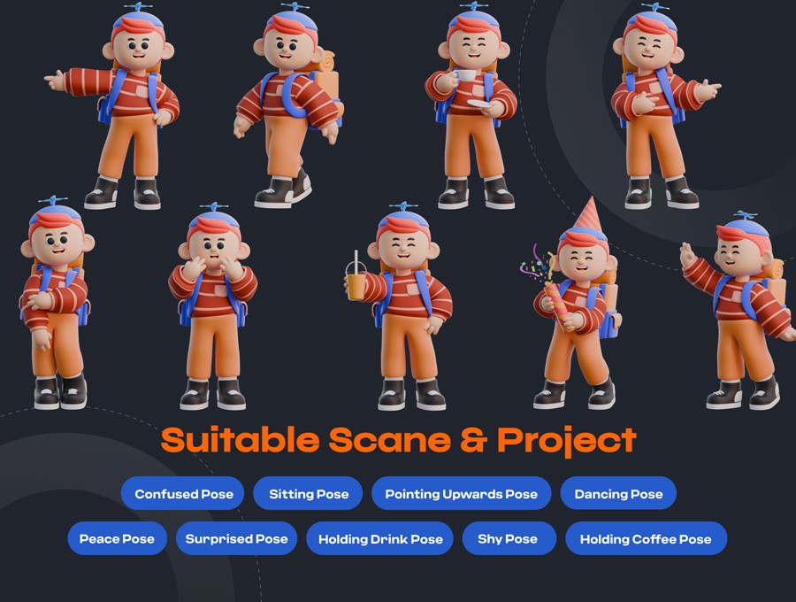 50+3D趣味卡通人物角色动作PNG插画插图Blender模型设计套装Boy 3D Character Poses , 第4张-素材湾丨精选海外优质设计素材资源 50+3D趣味卡通人物角色动作PNG插画插图Blender模型设计套装Boy 3D Character Poses , sucaiwan.com