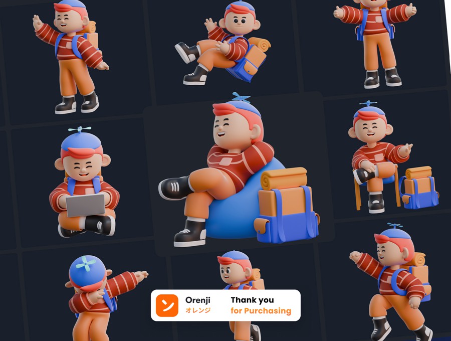 50+3D趣味卡通人物角色动作PNG插画插图Blender模型设计套装Boy 3D Character Poses , 第9张-素材湾丨精选海外优质设计素材资源 50+3D趣味卡通人物角色动作PNG插画插图Blender模型设计套装Boy 3D Character Poses , sucaiwan.com