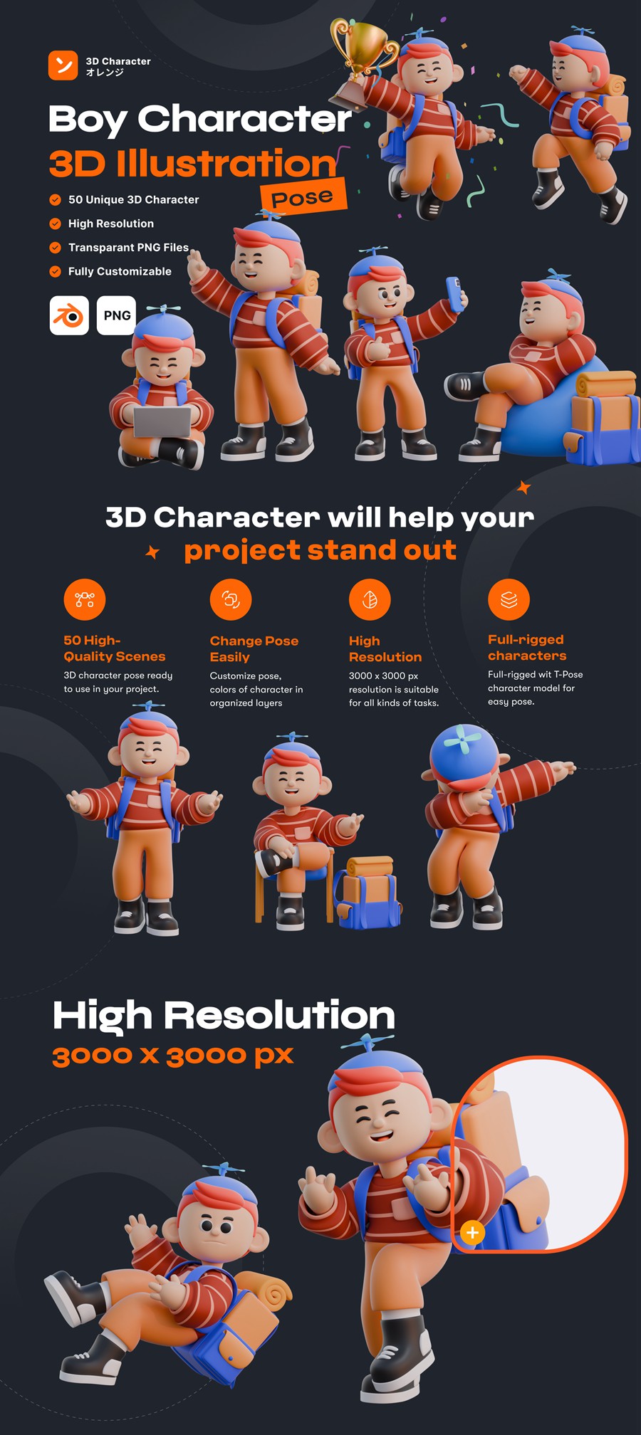 50+3D趣味卡通人物角色动作PNG插画插图Blender模型设计套装Boy 3D Character Poses , 第7张-素材湾丨精选海外优质设计素材资源 50+3D趣味卡通人物角色动作PNG插画插图Blender模型设计套装Boy 3D Character Poses , sucaiwan.com