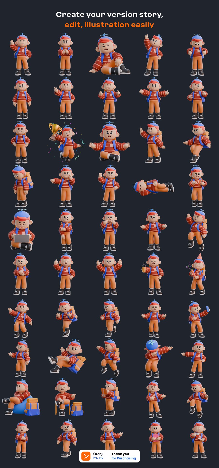 50+3D趣味卡通人物角色动作PNG插画插图Blender模型设计套装Boy 3D Character Poses , 第11张-素材湾丨精选海外优质设计素材资源 50+3D趣味卡通人物角色动作PNG插画插图Blender模型设计套装Boy 3D Character Poses , sucaiwan.com