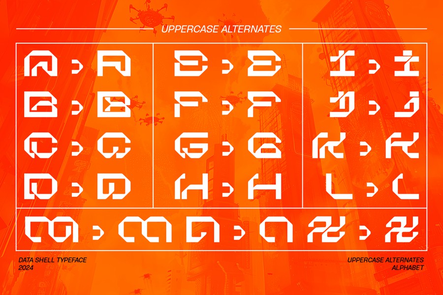 现代时尚未来科幻机甲品牌电影标题海报设计装饰英文字体安装包 Data Shell – Cyber Font 设计素材 第3张-素材湾丨精选海外优质设计素材资源 现代时尚未来科幻机甲品牌电影标题海报设计装饰英文字体安装包 Data Shell – Cyber Font 设计素材 sucaiwan.com