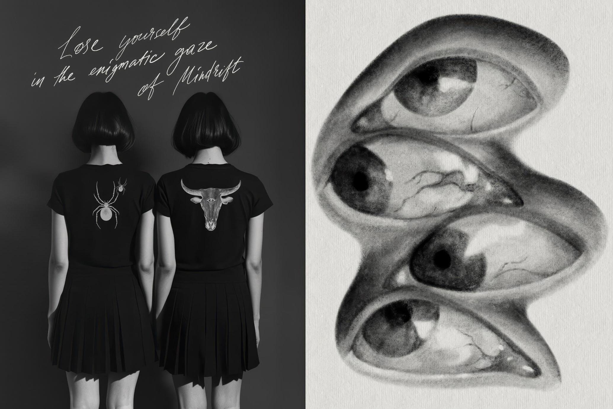 157款复古黑白恐怖迷幻眼睛纹身刺青插画潮流艺术png免抠拼贴图片素材Mindrift. Psychedelic Illustrations 图片素材 sucaiwan.com