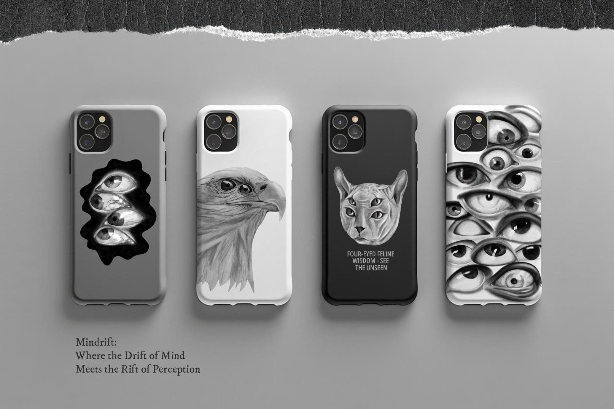 157款复古黑白恐怖迷幻眼睛纹身刺青插画潮流艺术png免抠拼贴图片素材Mindrift. Psychedelic Illustrations 图片素材 sucaiwan.com