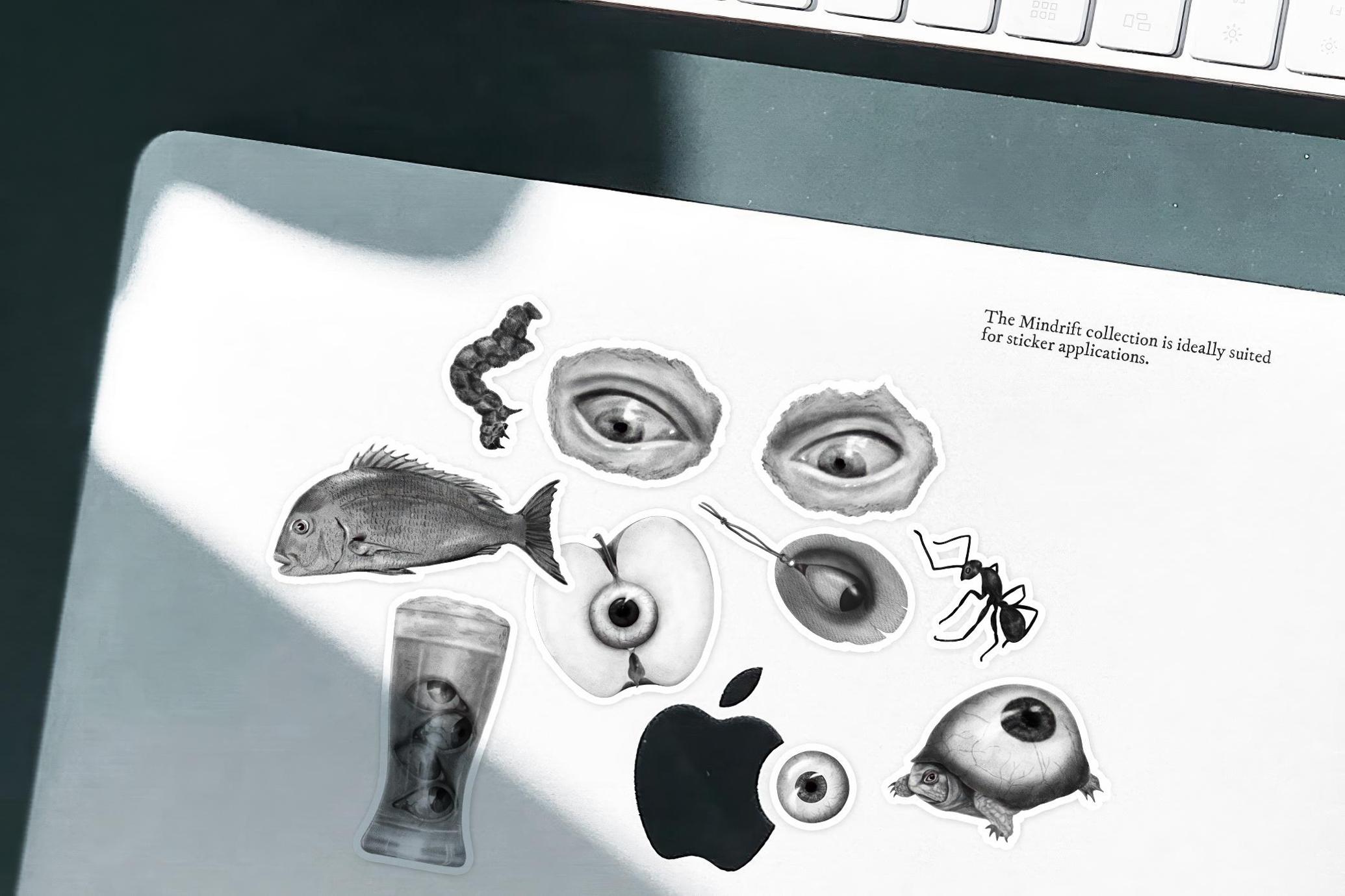 157款复古黑白恐怖迷幻眼睛纹身刺青插画潮流艺术png免抠拼贴图片素材Mindrift. Psychedelic Illustrations 图片素材 sucaiwan.com