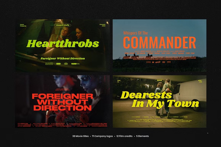 50幅时尚电影海报/演员表剧组人员名单/连续剧电视节目宣传海报 Photoshop模板+字体 Pixflow - Movie Titles Vol.2 设计素材 sucaiwan.com