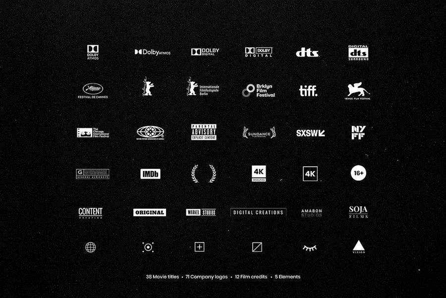 50幅时尚电影海报/演员表剧组人员名单/连续剧电视节目宣传海报 Photoshop模板+字体 Pixflow - Movie Titles Vol.2 设计素材 sucaiwan.com