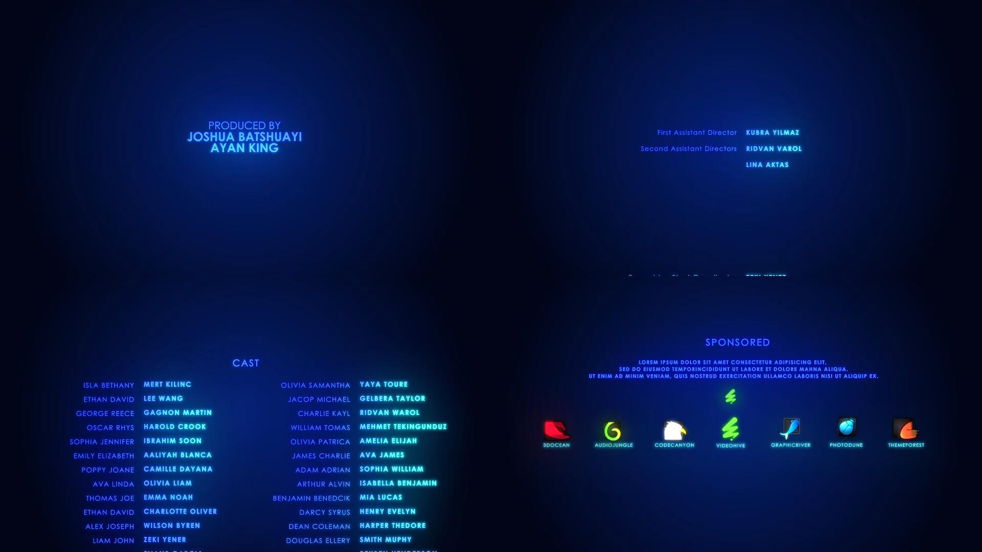 AE模板：细腻文字发光电影感片尾演员表字幕动画 , sucaiwan.com