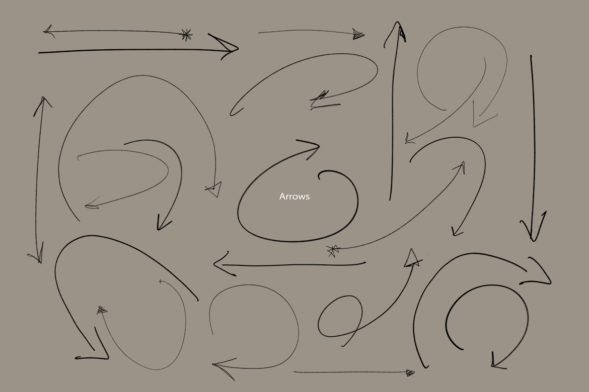 134个潮流手绘涂鸦箭头线条圆圈图案海报封面拼贴艺术透明PNG涂鸦元素 Messy Scribbles , sucaiwan.com