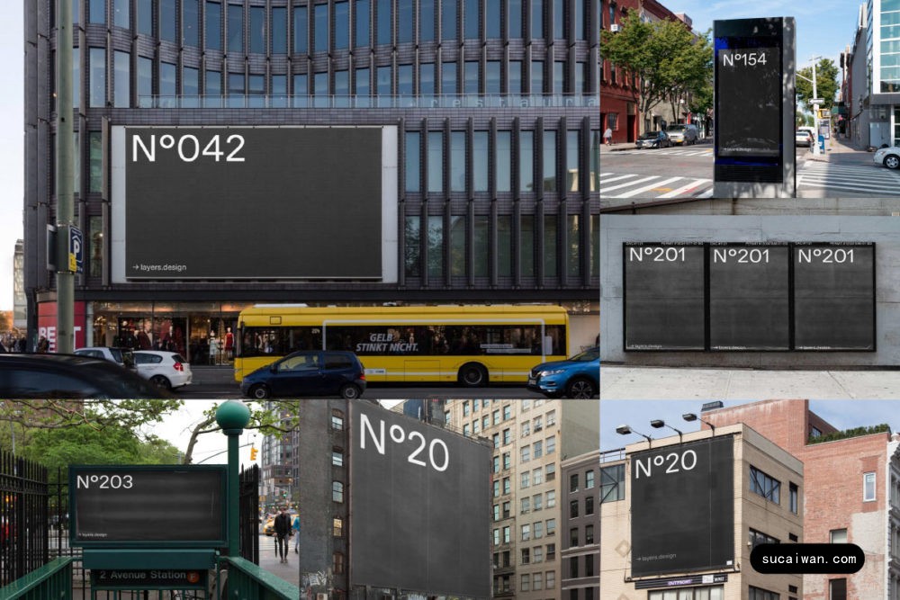 6款国外城市街头电子屏幕广告牌海报灯箱设计PS展示贴图样机模板Layers – Billboard & Poster Mockup 03 样机素材 sucaiwan.com