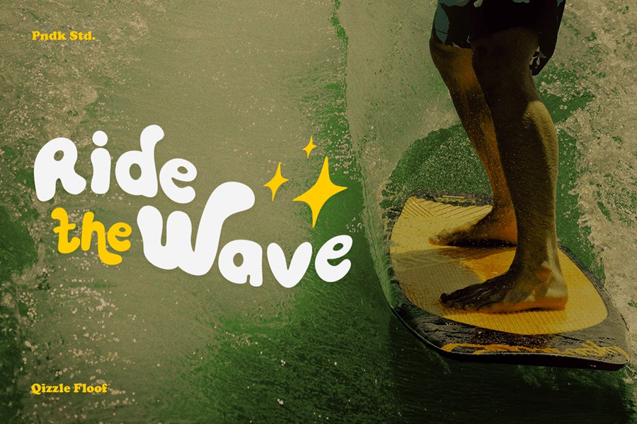 时尚俏皮品牌包装海报贴纸设计无衬线英文字体安装包 Qizzle Floof – New Wave Logo Font 设计素材 sucaiwan.com