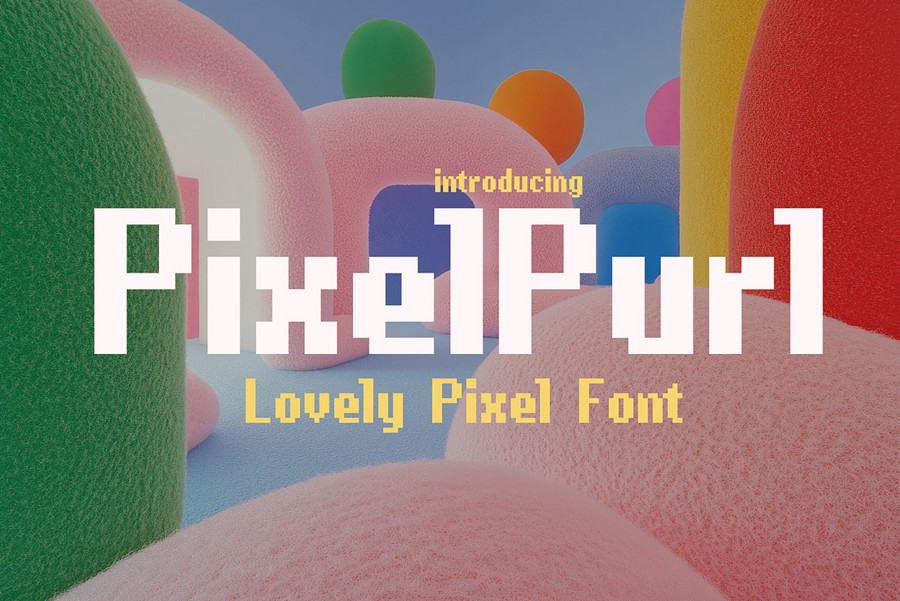 复古可爱像素风电子游戏设计装饰英文字体安装包 Pixel Purl – Lovely 8Bit Pixel Font 设计教程 sucaiwan.com
