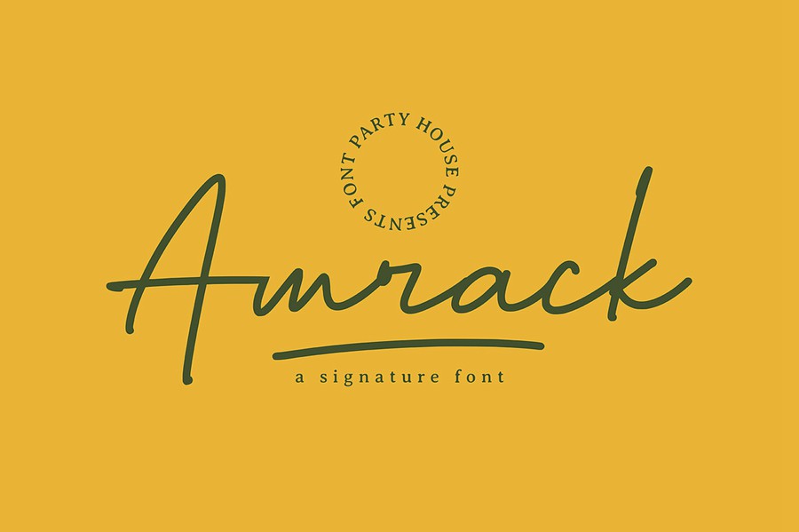 复古品牌杂志包装徽标设计手写英文字体安装包 Amrack Signature Font 设计素材 sucaiwan.com