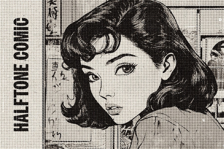 黑色复古半色调漫画照片效果ps特效滤镜样机 Halftone Comic Effect 插件预设 第1张-素材湾丨精选海外优质设计素材资源 黑色复古半色调漫画照片效果ps特效滤镜样机 Halftone Comic Effect 插件预设 sucaiwan.com