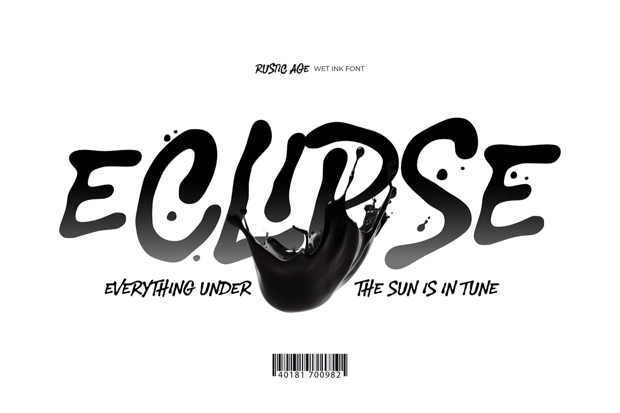 前卫液体油漆水滴液体效果电影海报标题设计PSAI手写英文字体安装包Rustic Age — Wet Ink Font 设计素材 sucaiwan.com