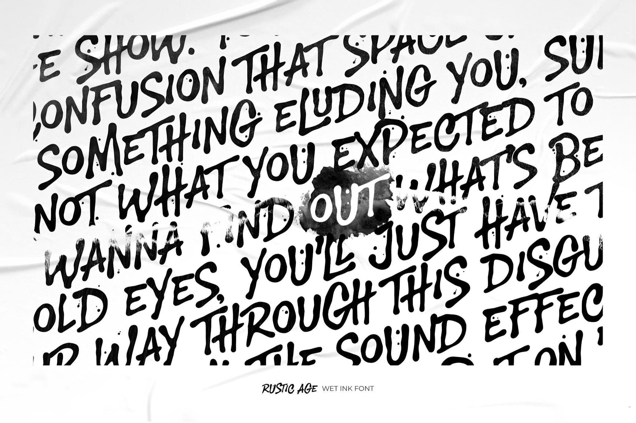 前卫液体油漆水滴液体效果电影海报标题设计PSAI手写英文字体安装包Rustic Age — Wet Ink Font 设计素材 sucaiwan.com