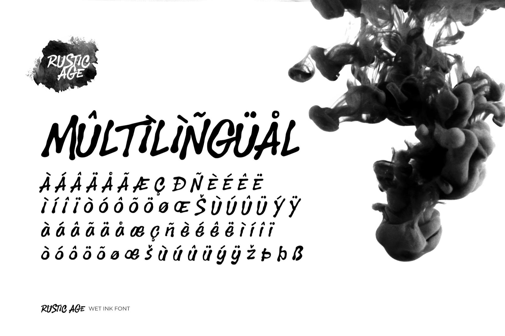 前卫液体油漆水滴液体效果电影海报标题设计PSAI手写英文字体安装包Rustic Age — Wet Ink Font 设计素材 sucaiwan.com