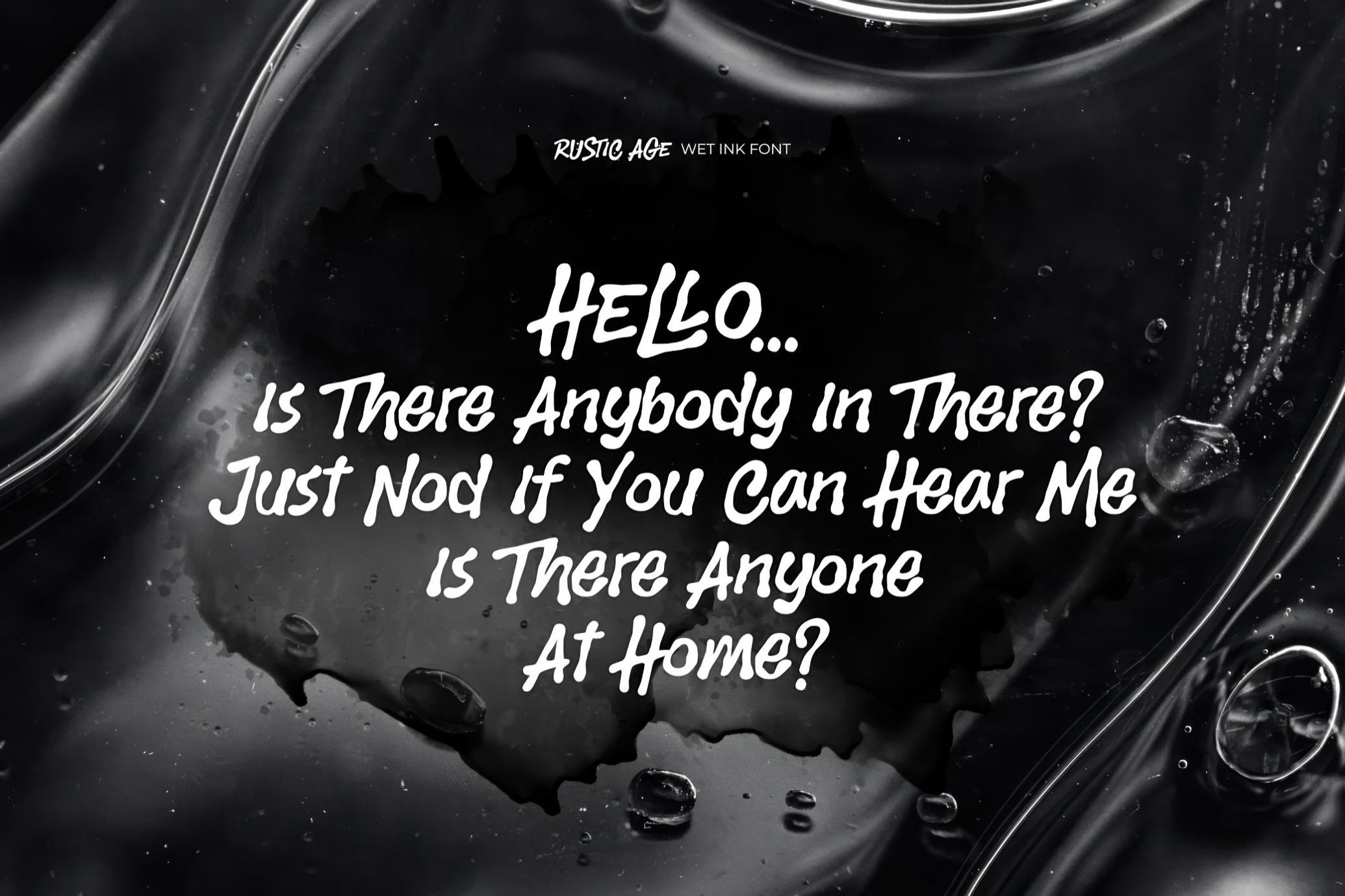 前卫液体油漆水滴液体效果电影海报标题设计PSAI手写英文字体安装包Rustic Age — Wet Ink Font 设计素材 sucaiwan.com