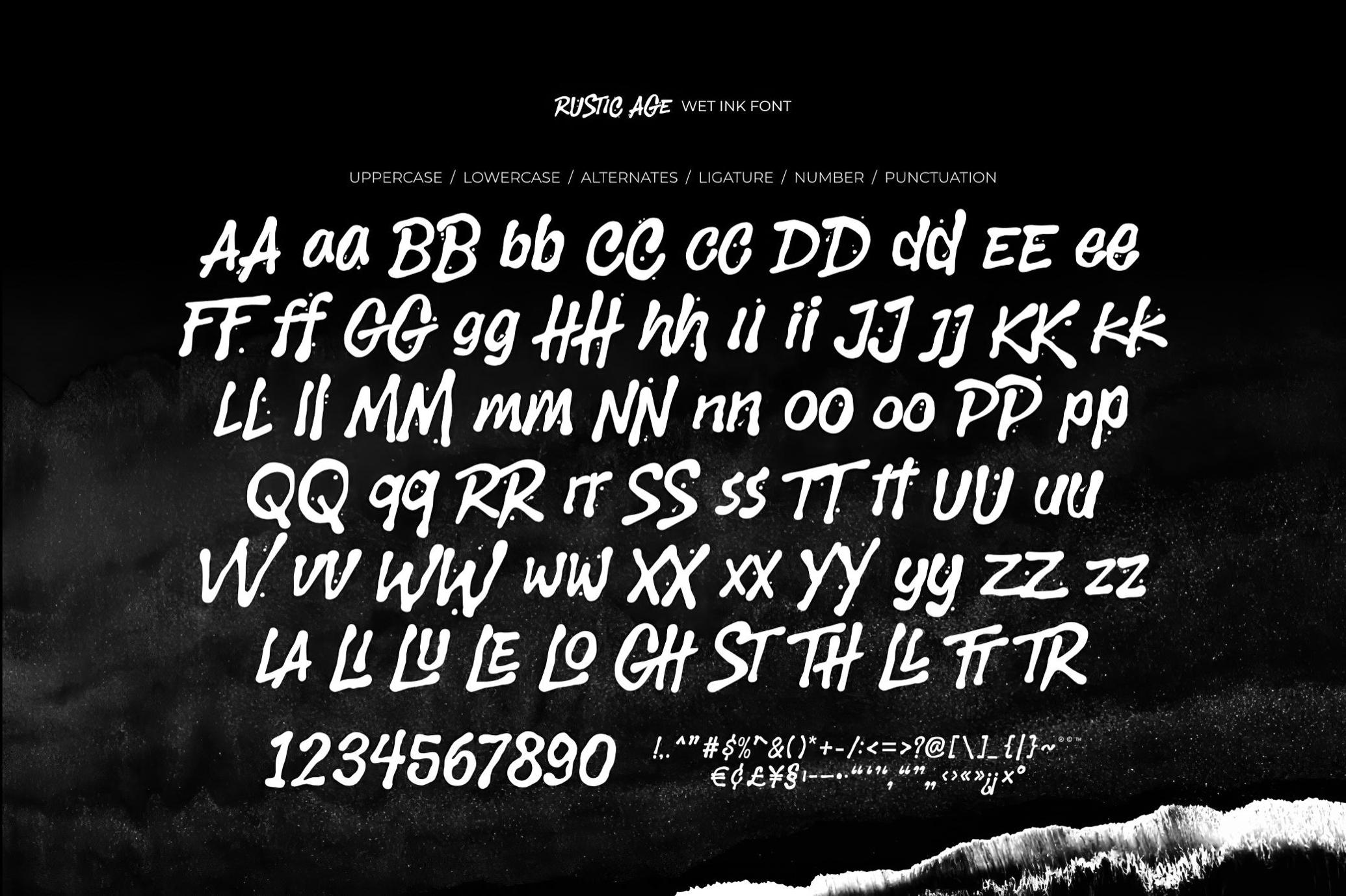 前卫液体油漆水滴液体效果电影海报标题设计PSAI手写英文字体安装包Rustic Age — Wet Ink Font 设计素材 sucaiwan.com